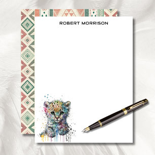 Watercolor Leopard Elegant Business Stationery 