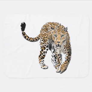 watercolor leopard jungle cat painted animal green baby blanket