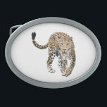 watercolor leopard jungle cat painted animal green belt buckle<br><div class="desc">Watercolor painting of a leopard...  my spirit animal!</div>