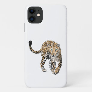 watercolor leopard jungle cat painted animal green iPhone 11 case