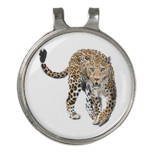 watercolor leopard jungle cat painted animal green golf hat clip