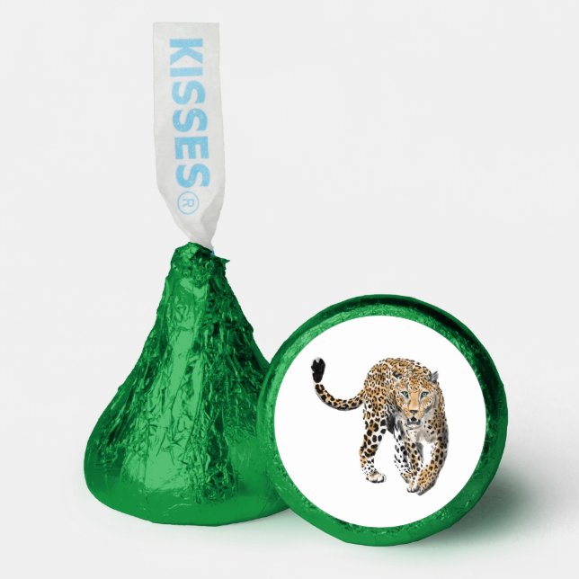 watercolor leopard jungle cat painted animal green hershey®'s kisses® (Front)