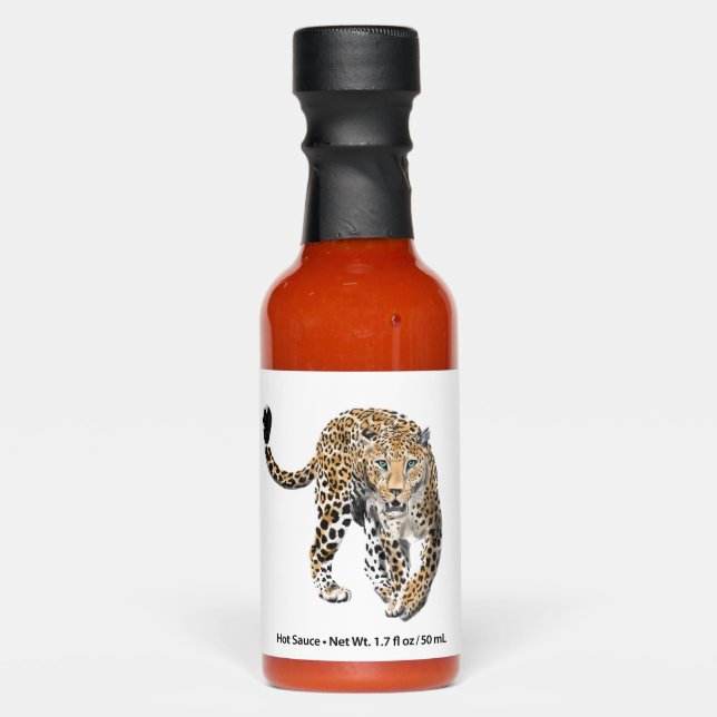 watercolor leopard jungle cat painted animal green hot sauces (Front)