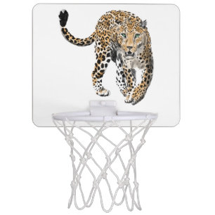 watercolor leopard jungle cat painted animal green mini basketball hoop