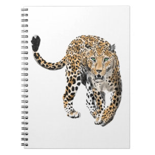 watercolor leopard jungle cat painted animal green notebook