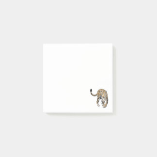 watercolor leopard jungle cat painted animal green post-it notes