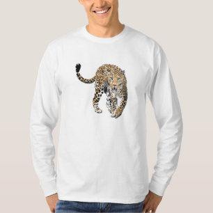 watercolor leopard jungle cat painted animal green T-Shirt