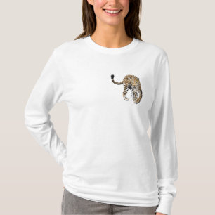 watercolor leopard jungle cat painted animal green T-Shirt