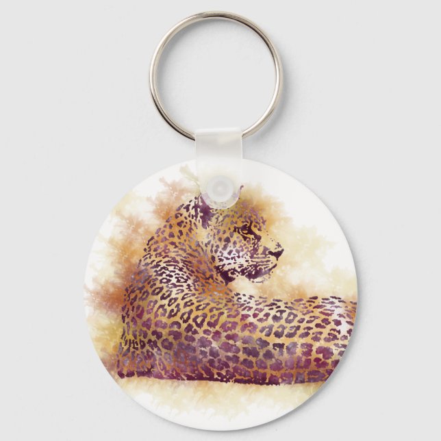 Watercolor Leopard Keychain (Front)