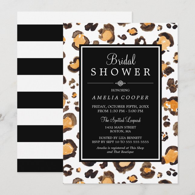 Watercolor Leopard Print | Bridal Shower Invite (Front/Back)