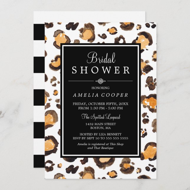Watercolor Leopard Print | Bridal Shower Invite (Front/Back)
