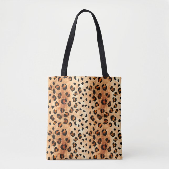 Watercolor Leopard Print: Exotic Fur Texture Tote Bag (Front)