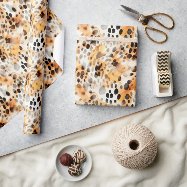 Watercolor Leopard Print Wrapping Paper (Crafts)