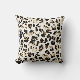 Watercolor leopard skin, tie-dye background. throw pillow