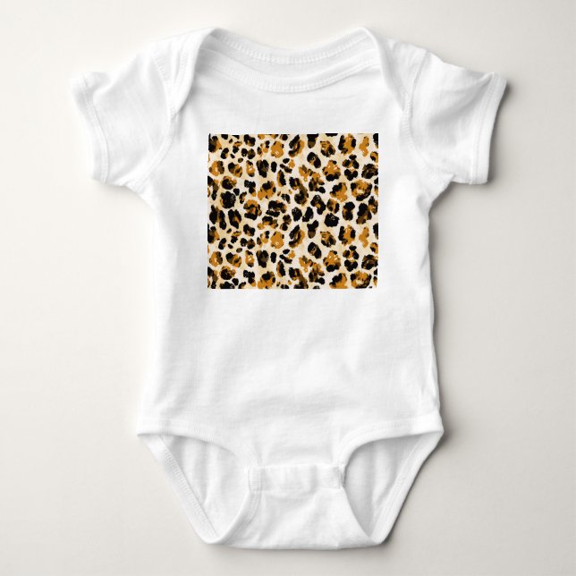 Watercolor leopard skin, tie-dye gradient. baby bodysuit (Front)