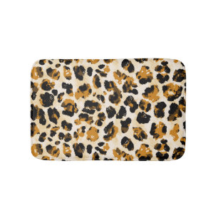 Watercolor leopard skin, tie-dye gradient. bath mat