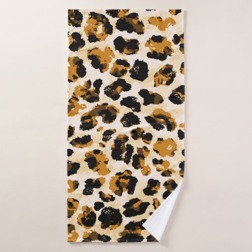 Watercolor leopard skin tie_dye gradient bath towel