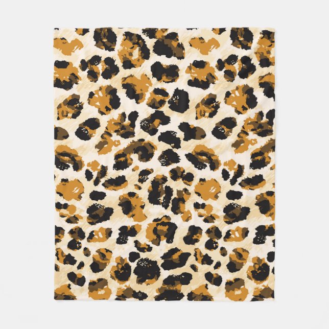 Watercolor leopard skin, tie-dye gradient. fleece blanket (Front)