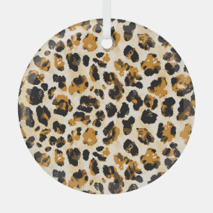 Watercolor leopard skin, tie-dye gradient. glass ornament