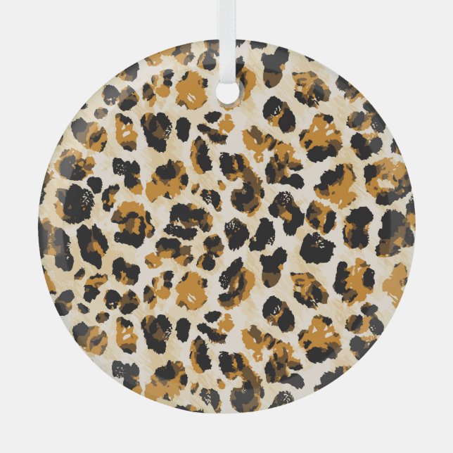 Watercolor leopard skin, tie-dye gradient. glass ornament (Front)