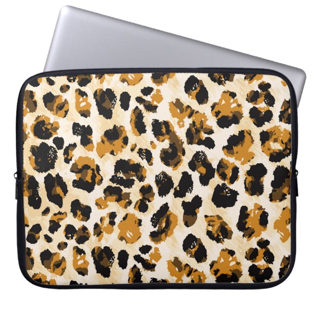 Watercolor leopard skin, tie-dye gradient. laptop sleeve (Front)