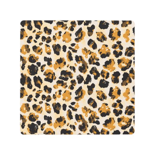 Watercolor leopard skin tie_dye gradient metal print