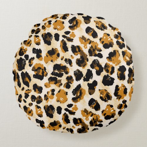 Watercolor leopard skin tie_dye gradient round pillow