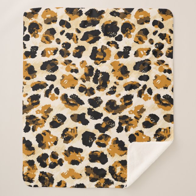 Watercolor leopard skin, tie-dye gradient. sherpa blanket (Front)