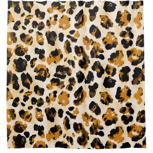 Watercolor leopard skin, tie-dye gradient. shower curtain (Front)