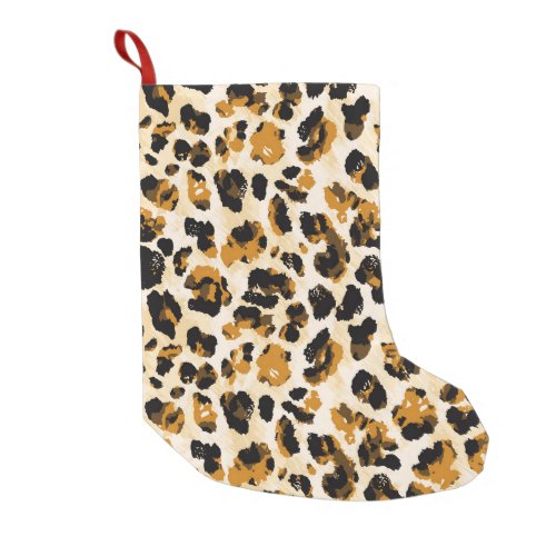 Watercolor leopard skin tie_dye gradient small christmas stocking