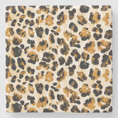 Watercolor leopard skin tie_dye gradient stone coaster