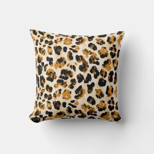 Watercolor leopard skin tie_dye gradient throw pillow
