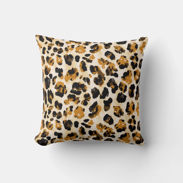 Watercolor leopard skin, tie-dye gradient. throw pillow (Front)