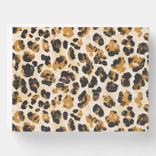 Watercolor leopard skin tie_dye gradient wooden box sign