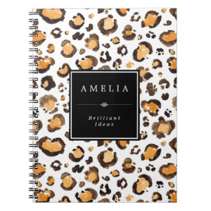 Watercolor Leopard Spots Custom Name Notebook