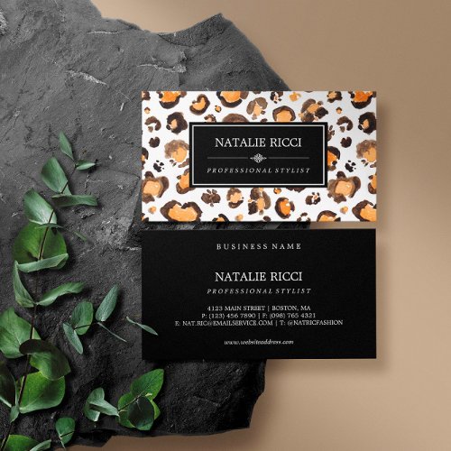 Watercolor Leopard Spots Elegant  Chic Business Card