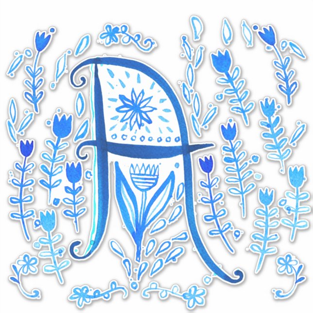 Watercolor Letter A Dropcap Sticker (Front)