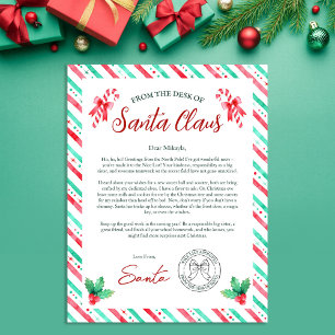 Watercolor Letter From Santa Claus for Kids