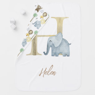 Watercolor letter H with animal Baby Blanket