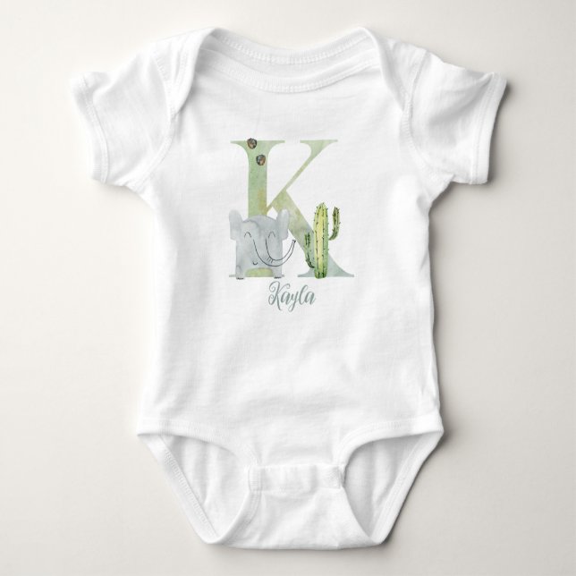Watercolor letter K Baby Bodysuit (Front)