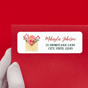 Watercolor Letter to Santa Return Address Label