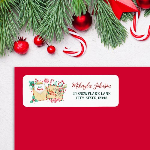 Watercolor Letter to Santa Return Address Label