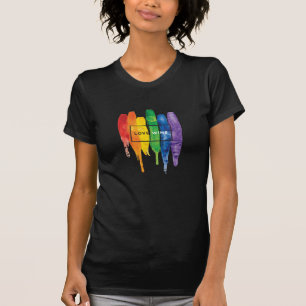 Watercolor LGBT Love Wins Rainbow Paint Typographi T-Shirt