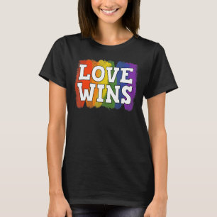 Watercolor Lgbt Love Wins Rainbow Paint Typographi T-Shirt