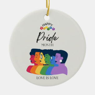 Watercolor LGBTQ PRIDE Month Party Ceramic Ornament