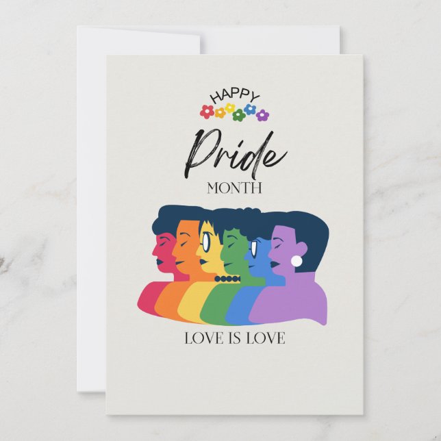 Watercolor LGBTQ PRIDE Month Party Holiday Card (Front)