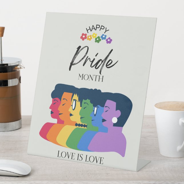 Watercolor LGBTQ PRIDE Month Party Pedestal Sign (In SItu)