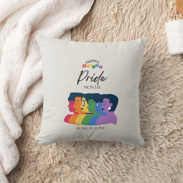 Watercolor LGBTQ PRIDE Month Party Throw Pillow (Blanket)