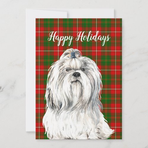 Watercolor Lhasa Apso Dog Custom  Holiday Card