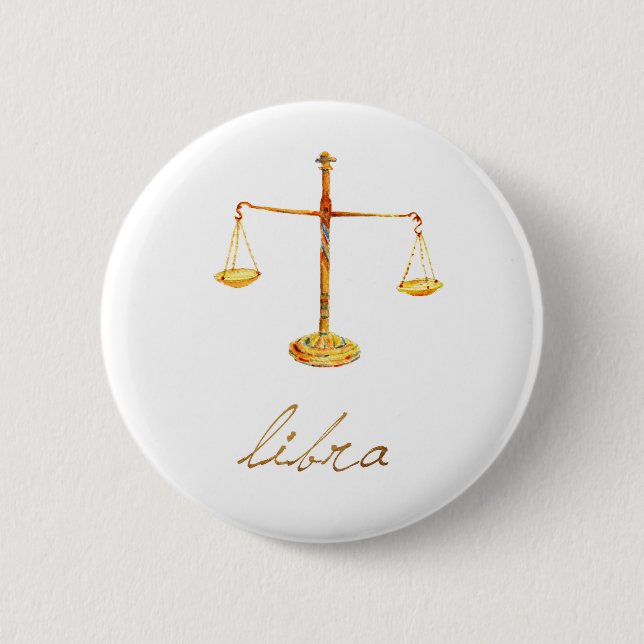 Watercolor Libra Scales Button (Front)